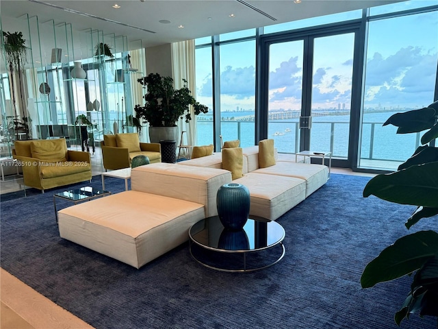 common area featuring a water view