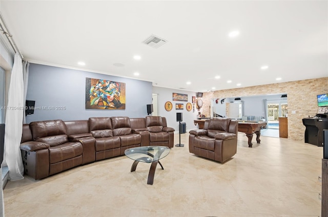 living room with billiards