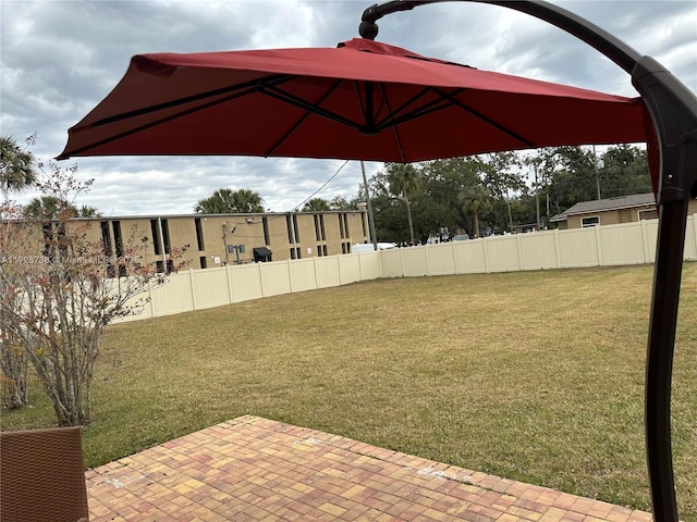 view of yard with a patio area