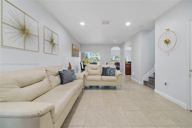 view of tiled living room