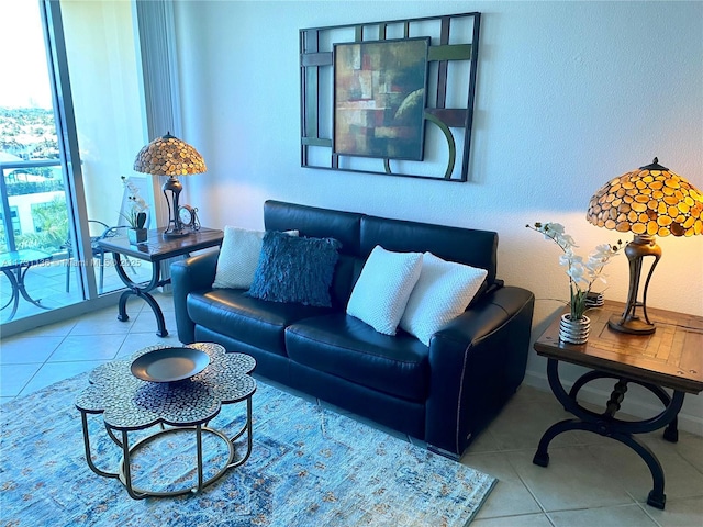 view of tiled living room