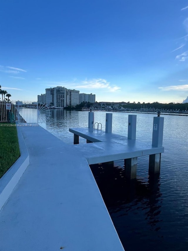 view of dock featuring a water view