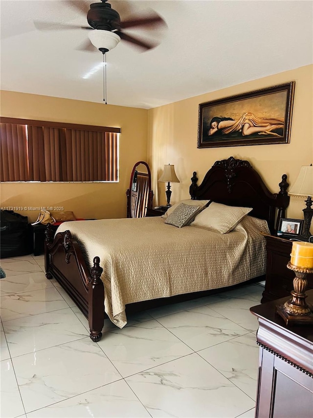 bedroom featuring ceiling fan