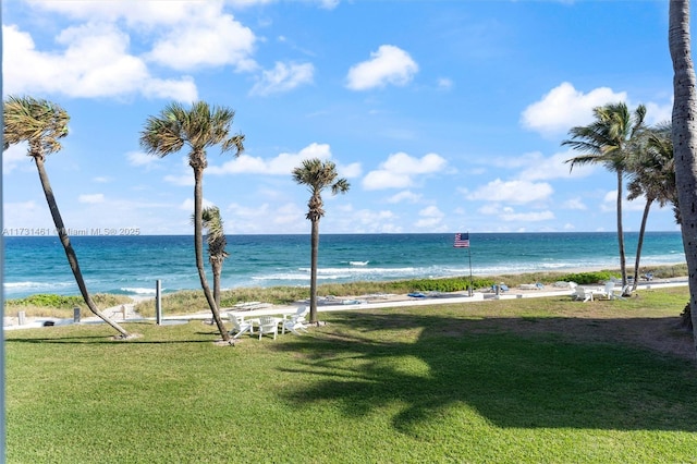 property view of water featuring a view of the beach