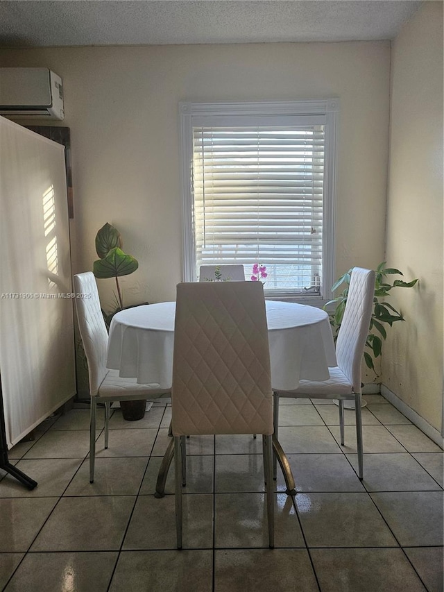 tiled dining area with a wall unit AC