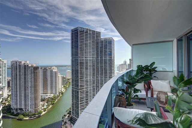 balcony with a water view