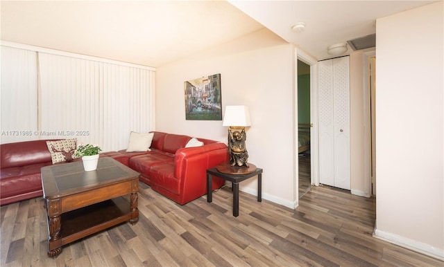 living room featuring hardwood / wood-style floors