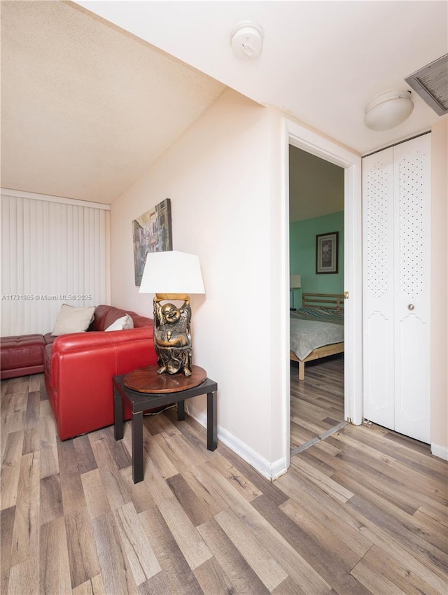 interior space with light hardwood / wood-style floors