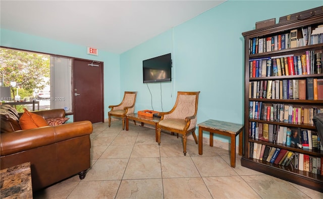 sitting room with light tile patterned floors