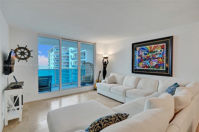 living room featuring expansive windows