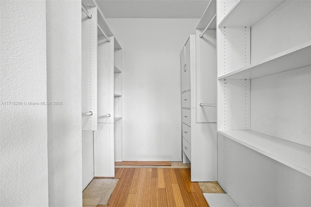 spacious closet featuring hardwood / wood-style floors