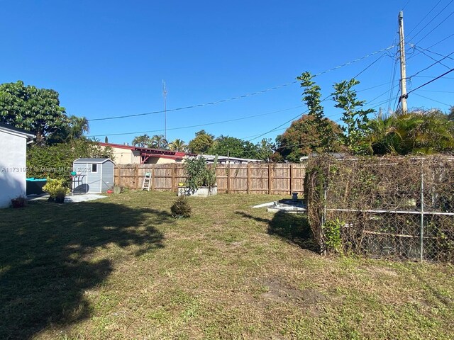 view of yard with a shed