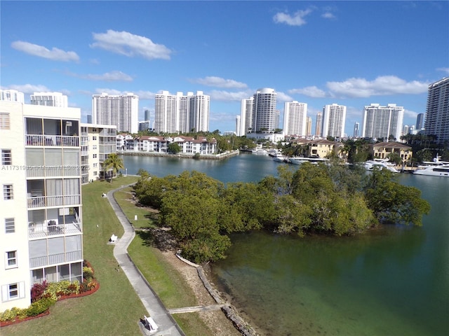 bird's eye view featuring a water view