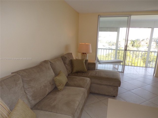 view of tiled living room