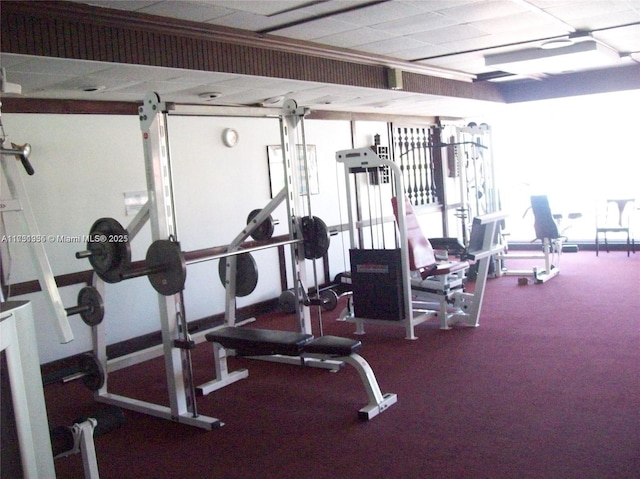 exercise room with carpet