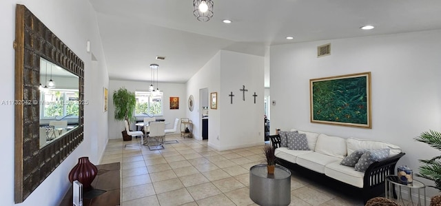 view of tiled living room