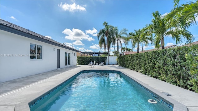 view of swimming pool featuring a patio