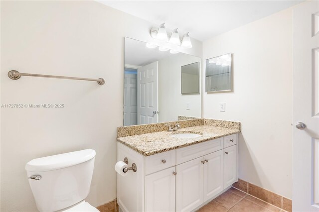 bathroom featuring tile patterned floors, toilet, and vanity