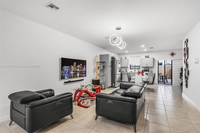 view of tiled living room