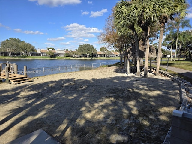 view of water feature with a gazebo