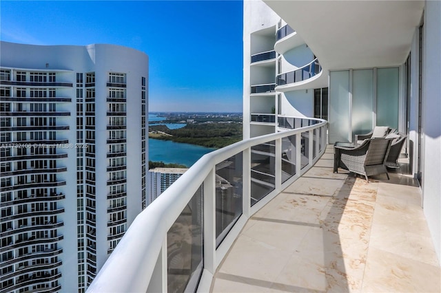 balcony with a water view