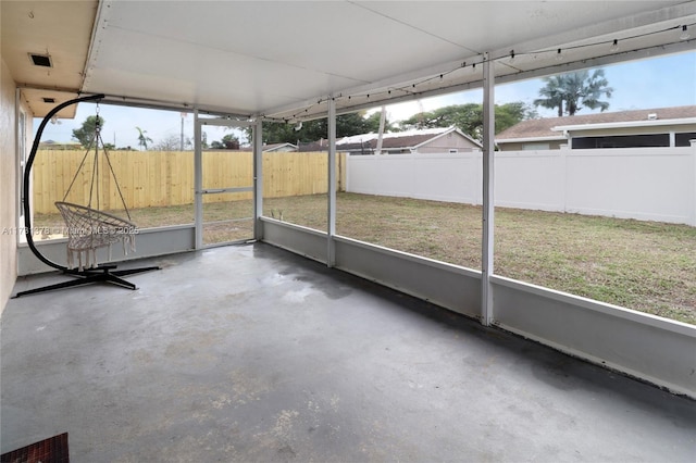 view of unfurnished sunroom