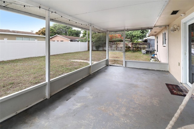 view of unfurnished sunroom