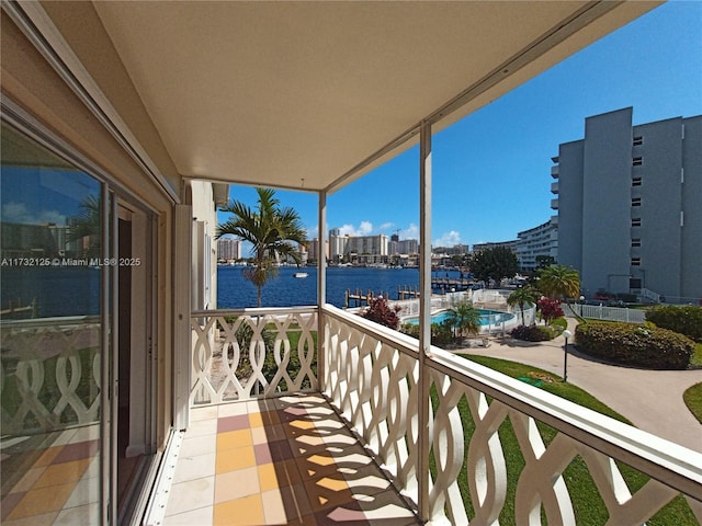 balcony with a water view