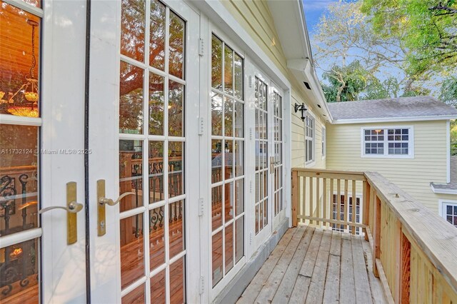 wooden deck with french doors