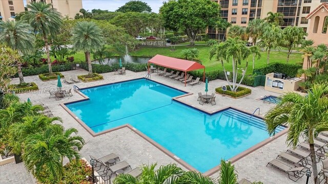 view of pool featuring a patio area