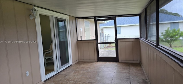 view of unfurnished sunroom