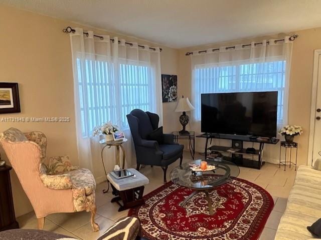 view of tiled living room