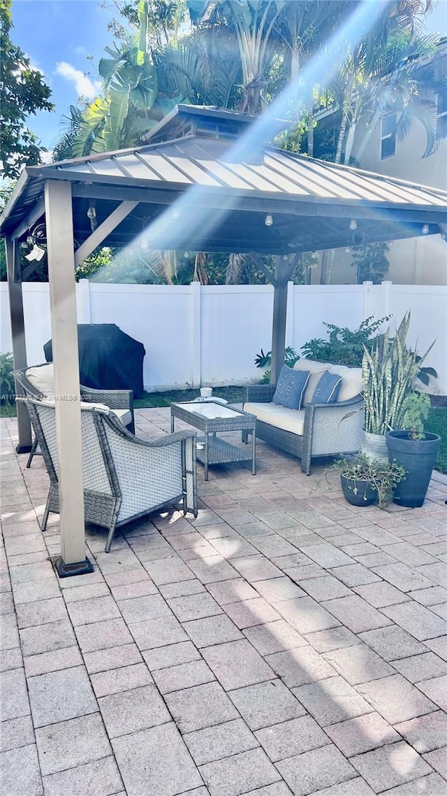 view of patio / terrace with a gazebo