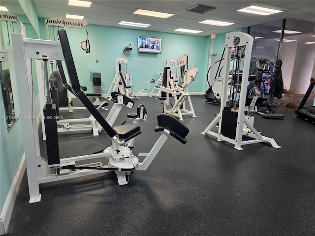 gym with a drop ceiling