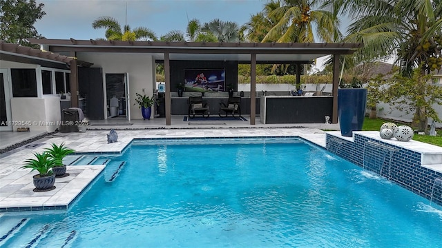 outdoor pool with a patio