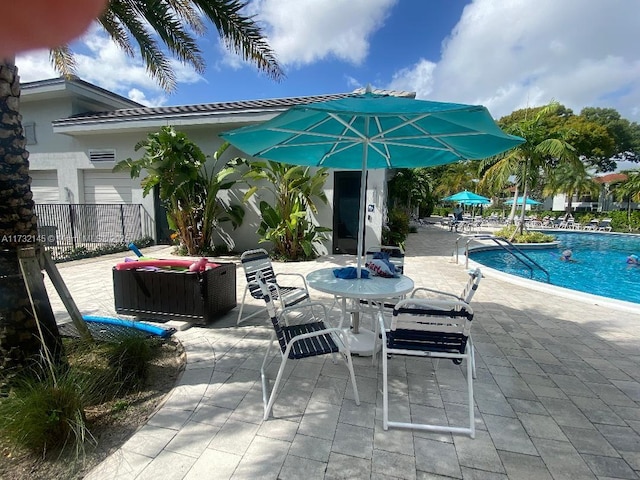 view of patio featuring a community pool