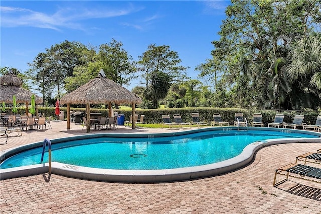 view of pool with a gazebo