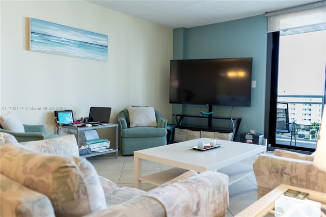 view of tiled living room