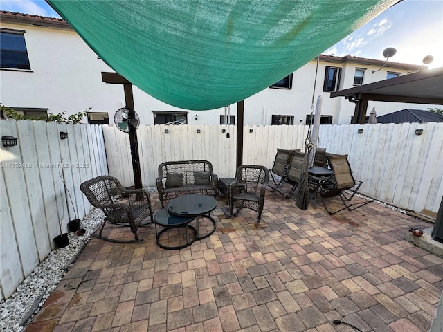 view of patio / terrace featuring an outdoor hangout area