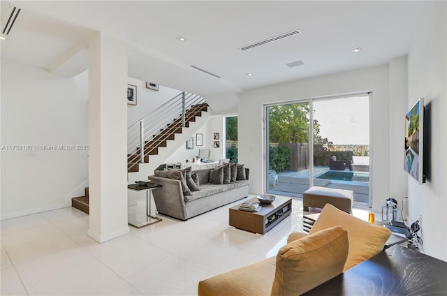 view of tiled living room