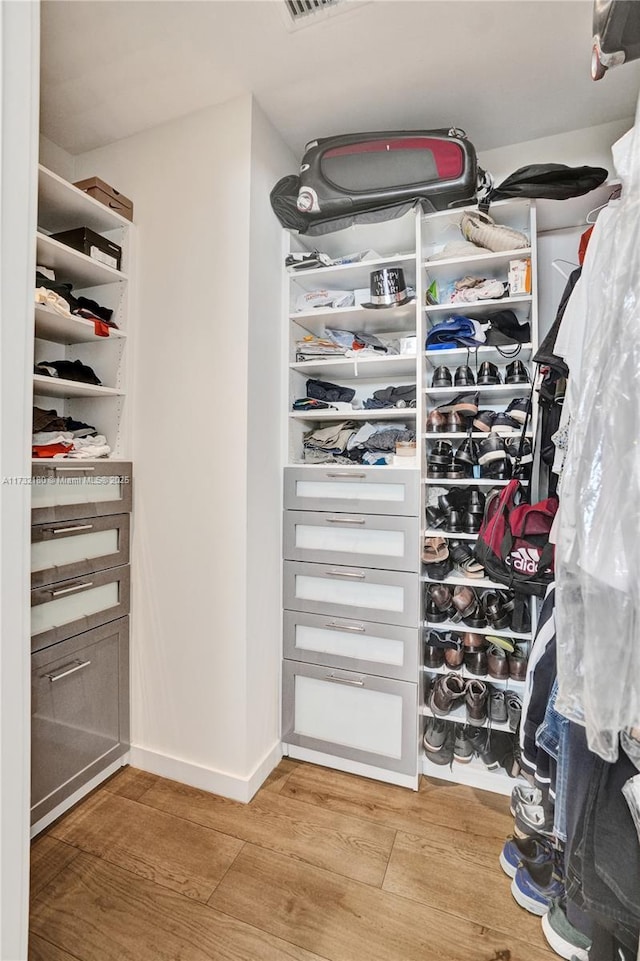 spacious closet with wood-type flooring