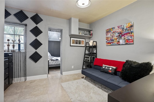 living room with light tile patterned floors