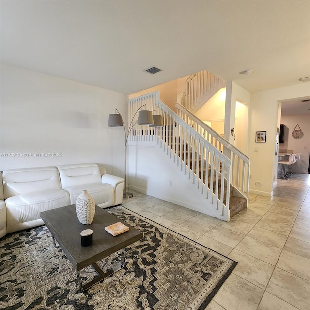 view of tiled living room