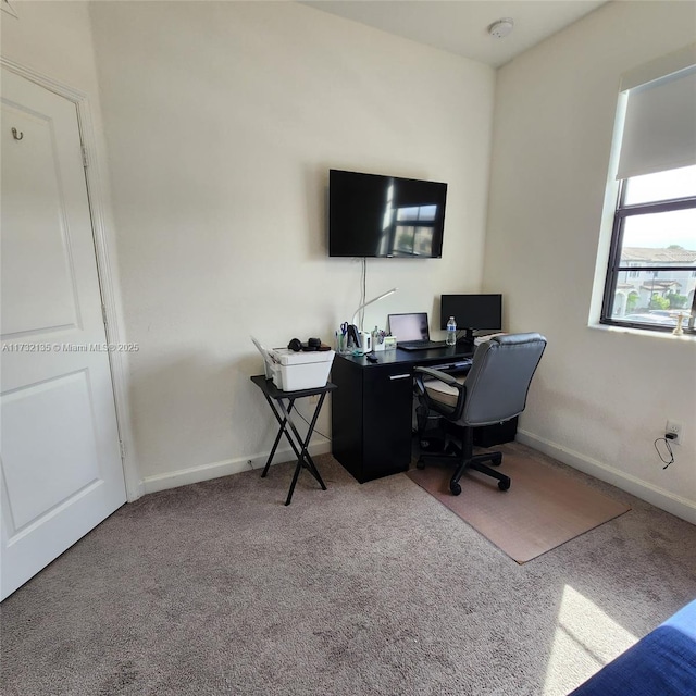 office area with light colored carpet