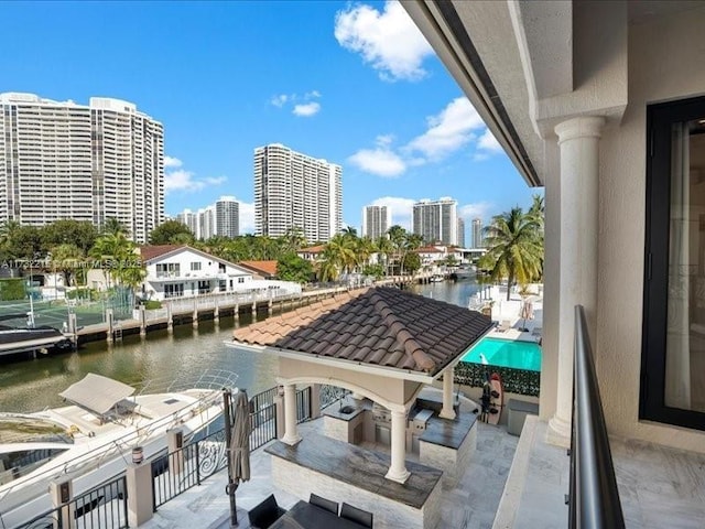 balcony with a water view