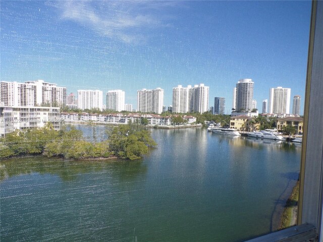 property view of water featuring a view of city