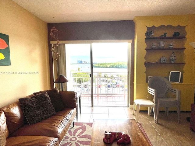 view of tiled living room