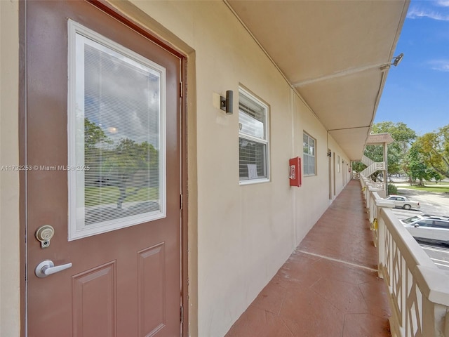 doorway to property with a balcony