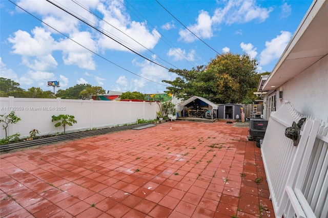 view of patio featuring a gazebo