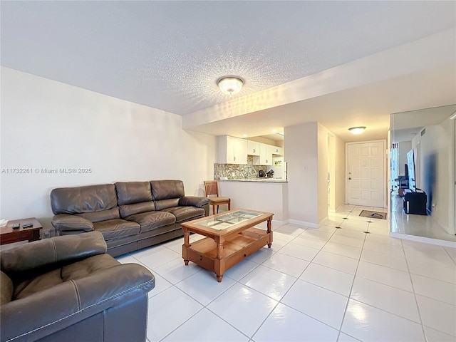 living room with light tile patterned floors